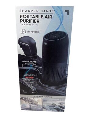 Sharper Image Portable Air Purifier With True HEPA Filter USB Powered Black